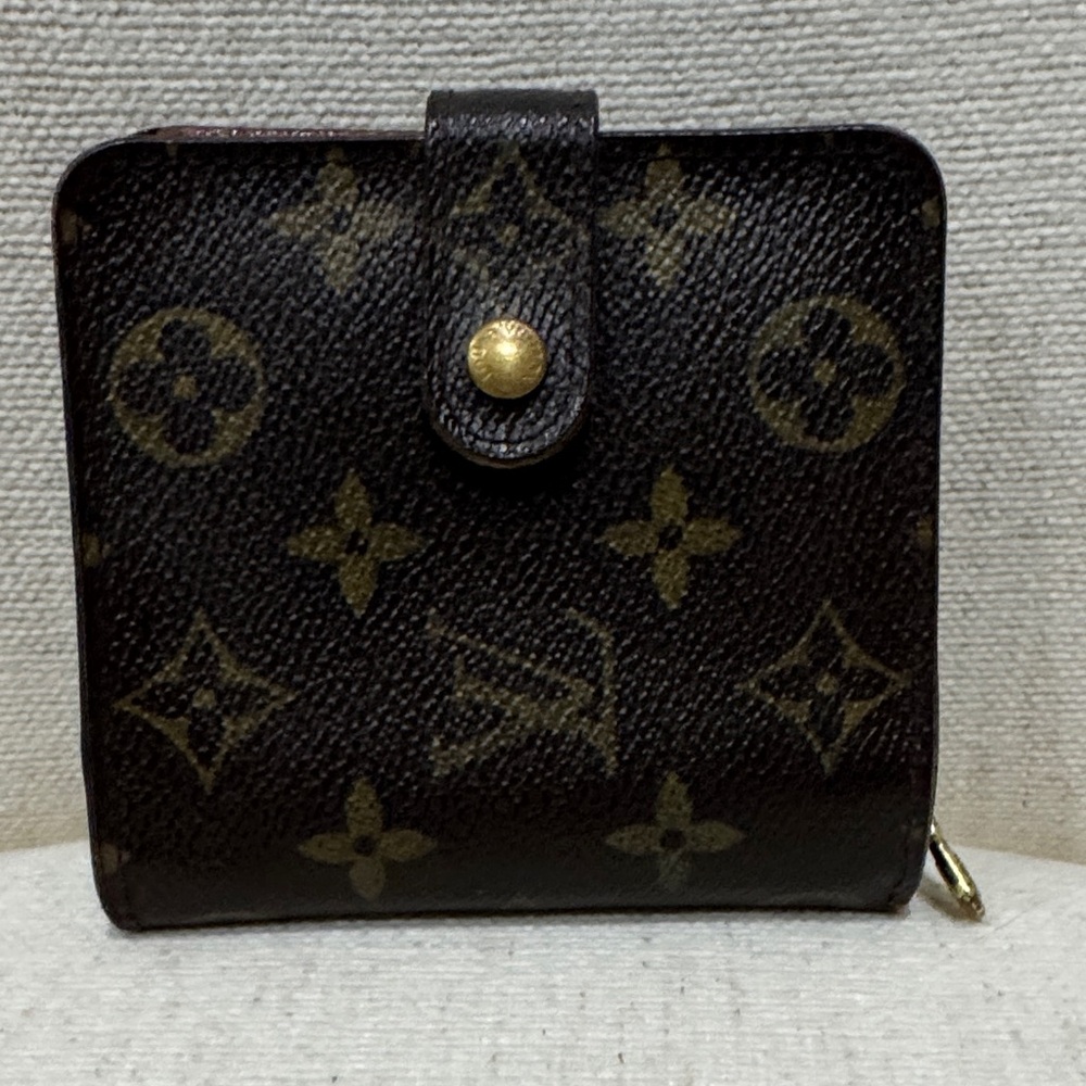 Louis Vuitton Brown Monogram Compact Wallet with Gold Snap